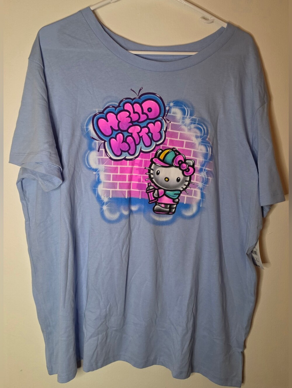 Baby Blue Hello Kitty Graffiti Graphic T-Shirt